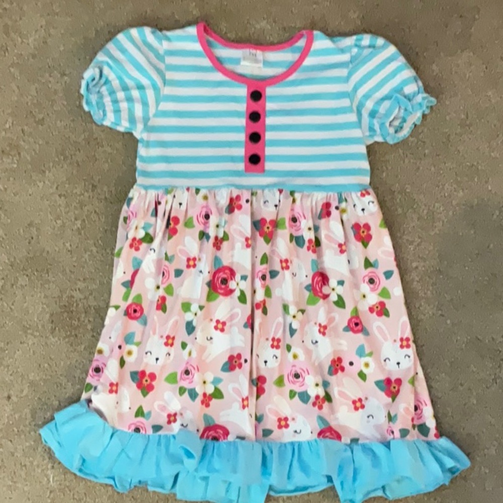 Striped and Floral Kids Dress